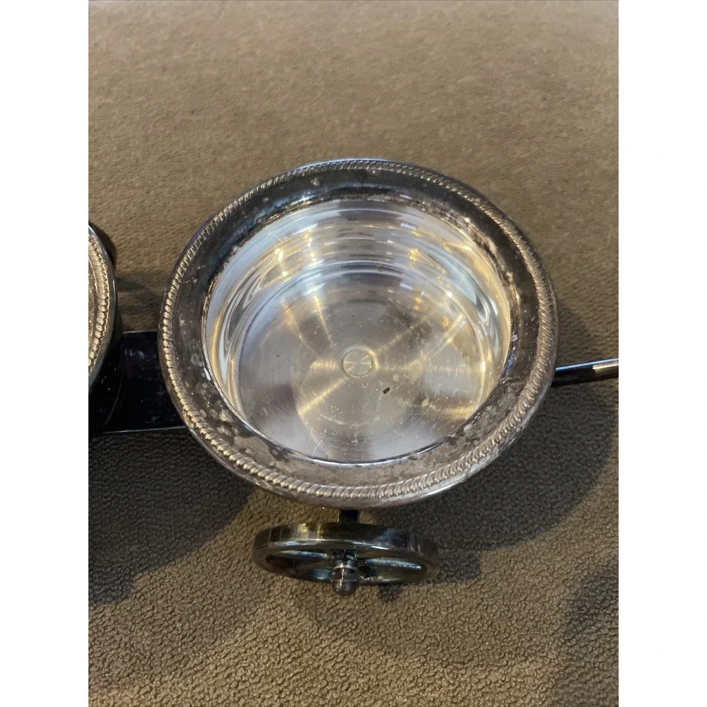 Antique FB Rogers Silvers Co 1883 Vintage Condiment Double Wagon Holder (SB)